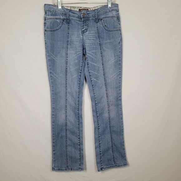ZD Zana Di Blue Jeans Y2K Size 13 Silver Metallic Stitching Straight Leg 33x31 - Picture 1 of 11